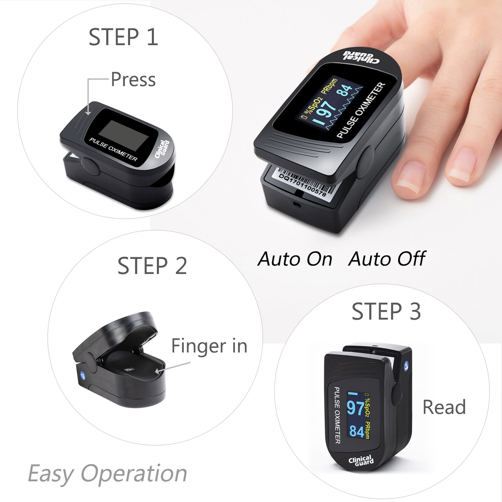 Finger Pulse Oximeter Clinical Guard 500S Image 6 - User's Guide