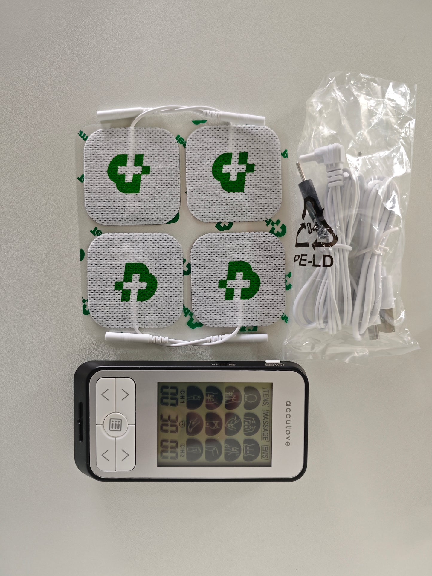 Acculove  Heating TENS Unit for Pain Relief, Wireless Muscle Stimulator with Remote Controller, Portable Rechargeable Massager