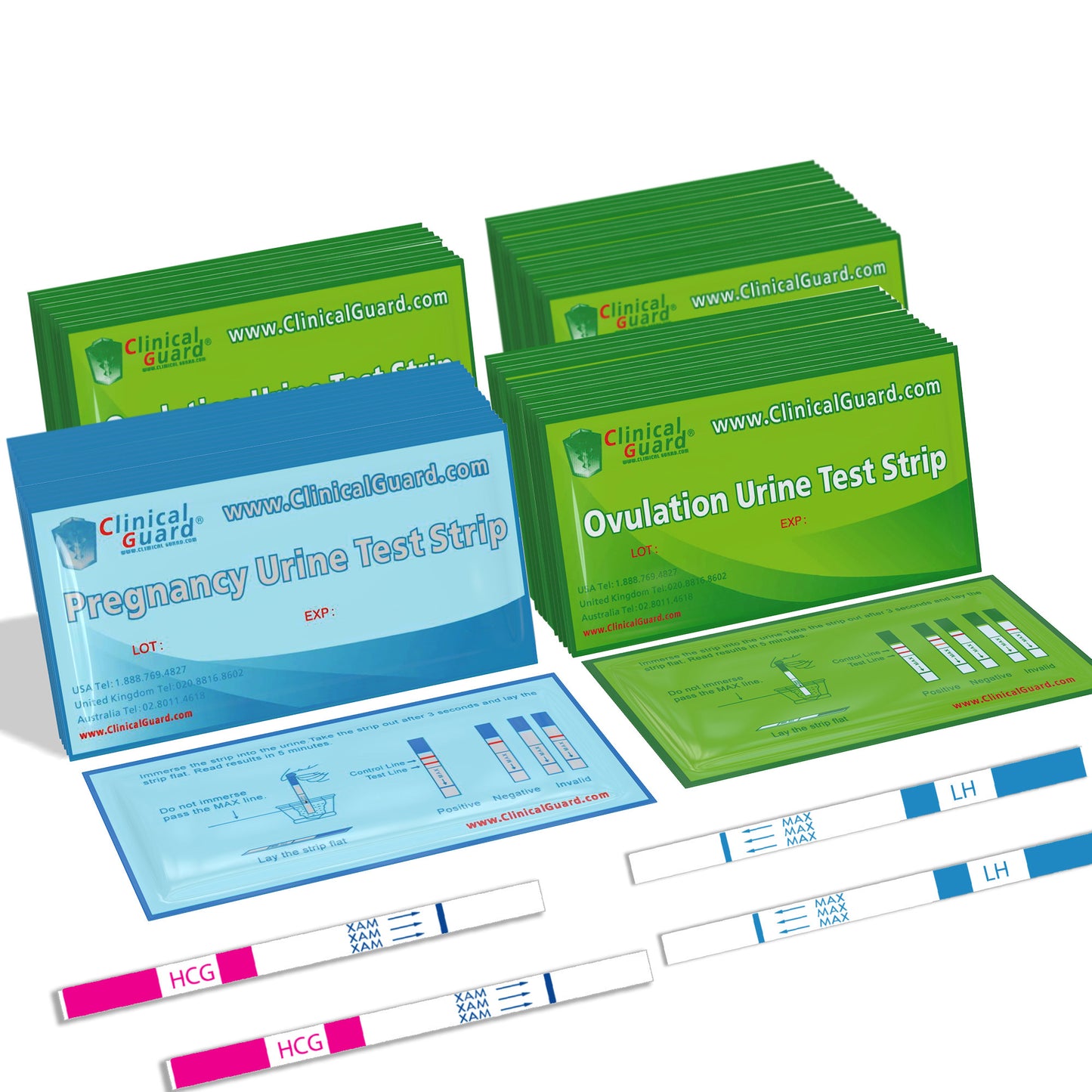 Clinical Guard Ovulation Test Strips (LH) and Early Pregnancy Test Strips (HCG) Combo Kit