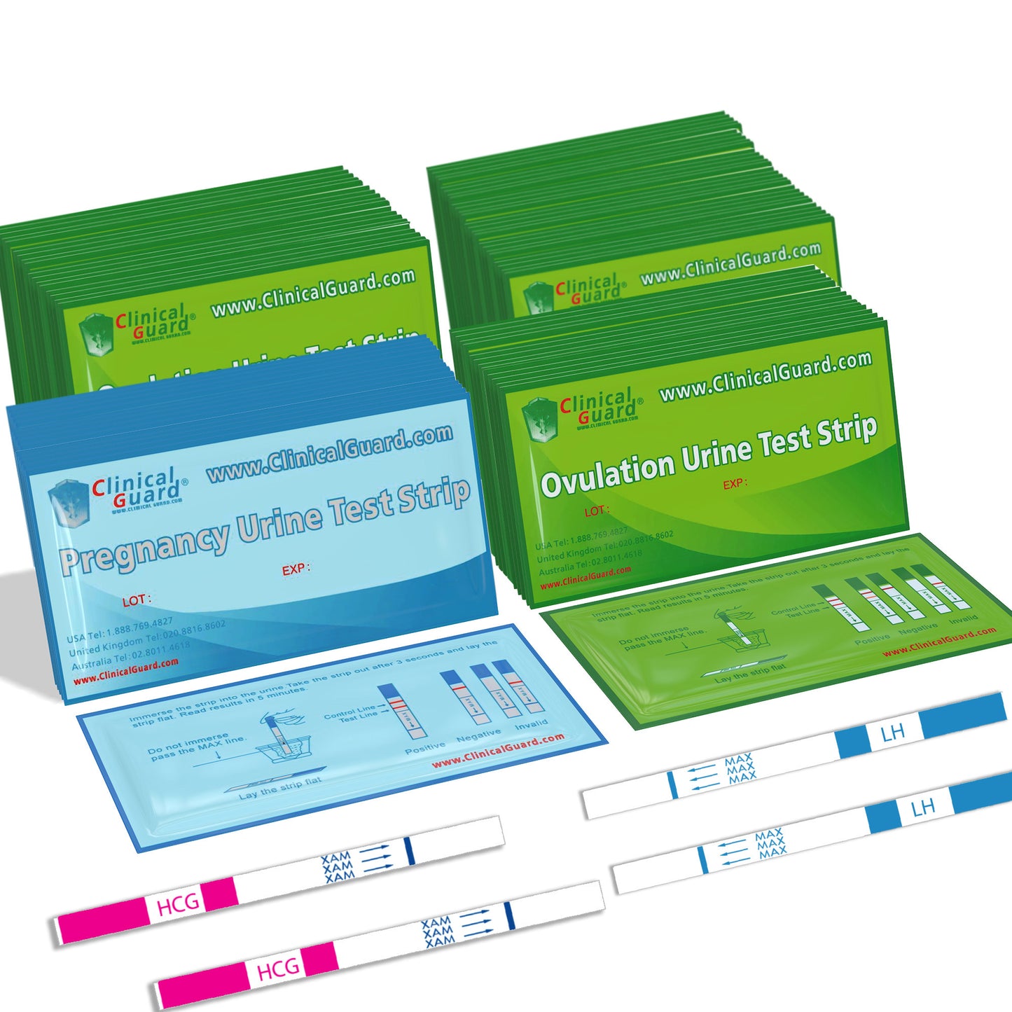 Clinical Guard Ovulation Test Strips (LH) and Early Pregnancy Test Strips (HCG) Combo Kit