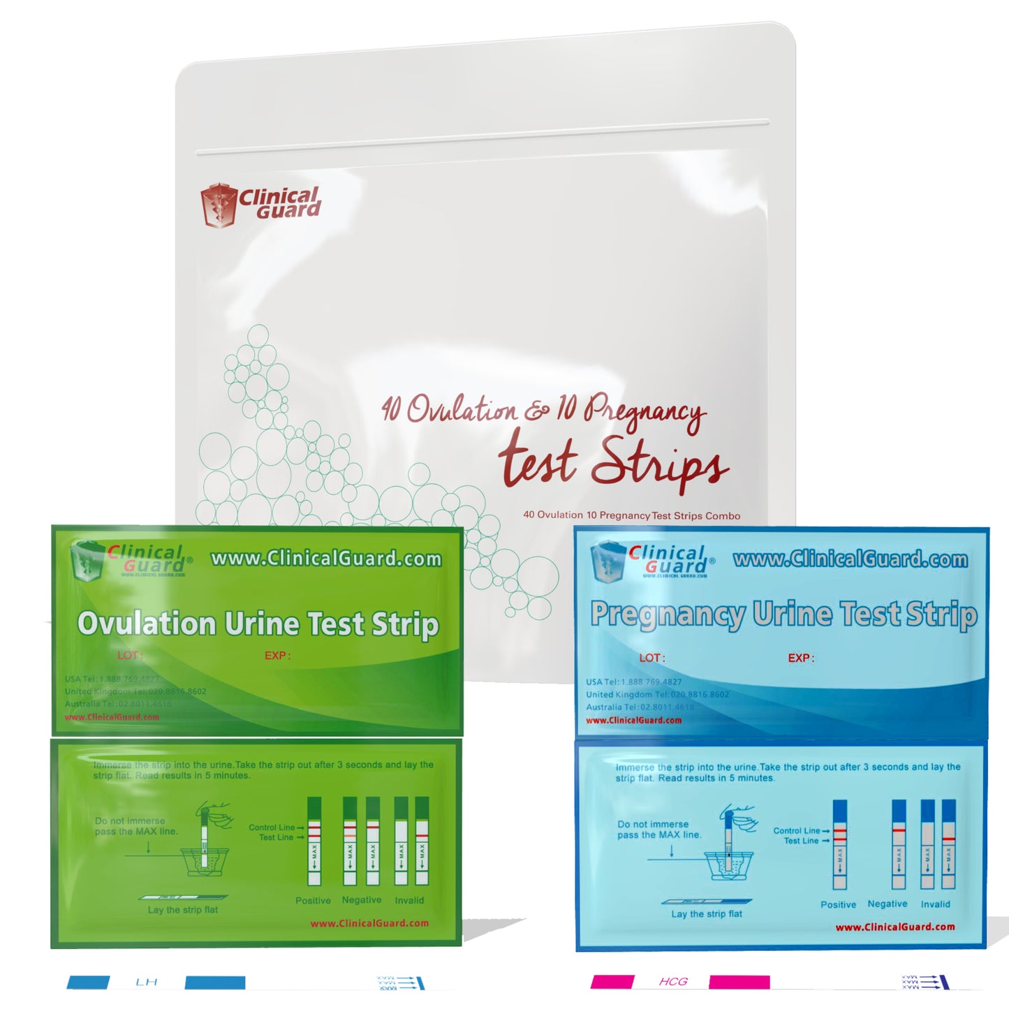 Clinical Guard Urine Test Strips Combo Ovulation and Pregnancy 1
