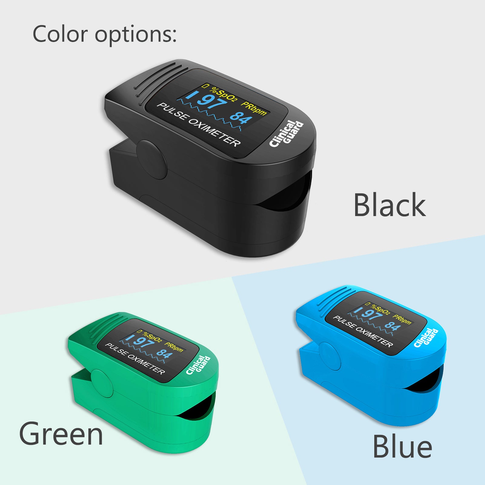 Finger Pulse Oximeter Clinical Guard 500S Image 3 - Color Options