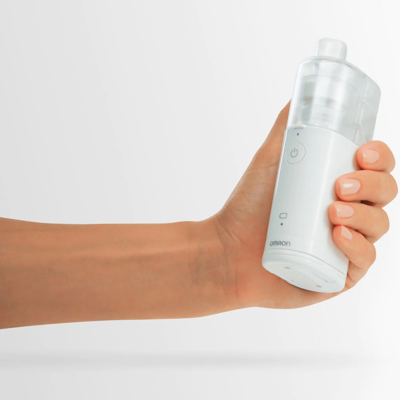 Omron NE-U100 Nebulizer By Clinical Guard - Size Compared with Hand